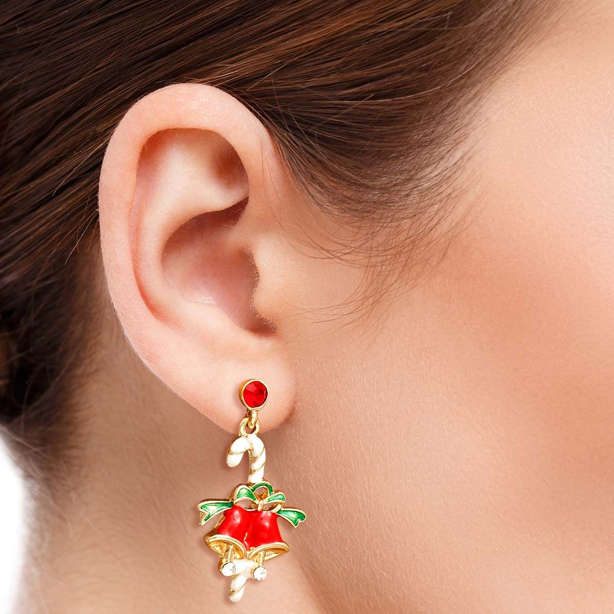 Candy Cane and Bell Earrings|1.5 inches - Premium Wholesale Jewelry from Pinktown - Just $7! Shop now at chiquestyles