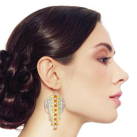 Rainbow Fringe Circle Earrings|2.6 inches - Premium Wholesale Jewelry from Pinktown - Just $6! Shop now at chiquestyles
