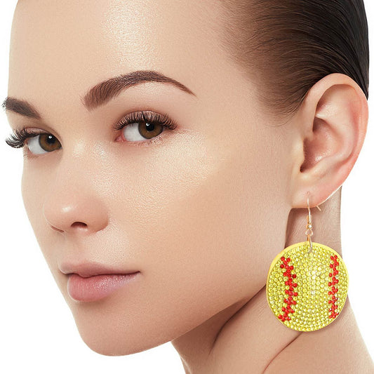Yellow Softball Padded Earrings|2.5 inches - Premium Wholesale Jewelry from Pinktown - Just $8! Shop now at chiquestyles