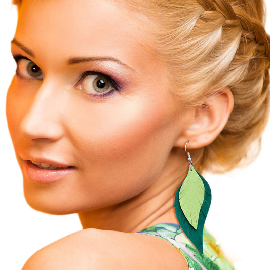 Genuine Leather Green Earrings|3.38 inches - Premium Wholesale Jewelry from Pinktown - Just $9! Shop now at chiquestyles