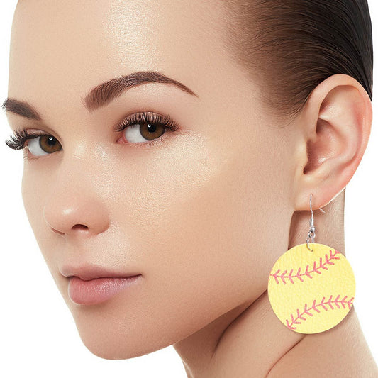 Yellow Softball Round Earrings|2.39 inches - Premium Wholesale Jewelry from Pinktown - Just $4! Shop now at chiquestyles
