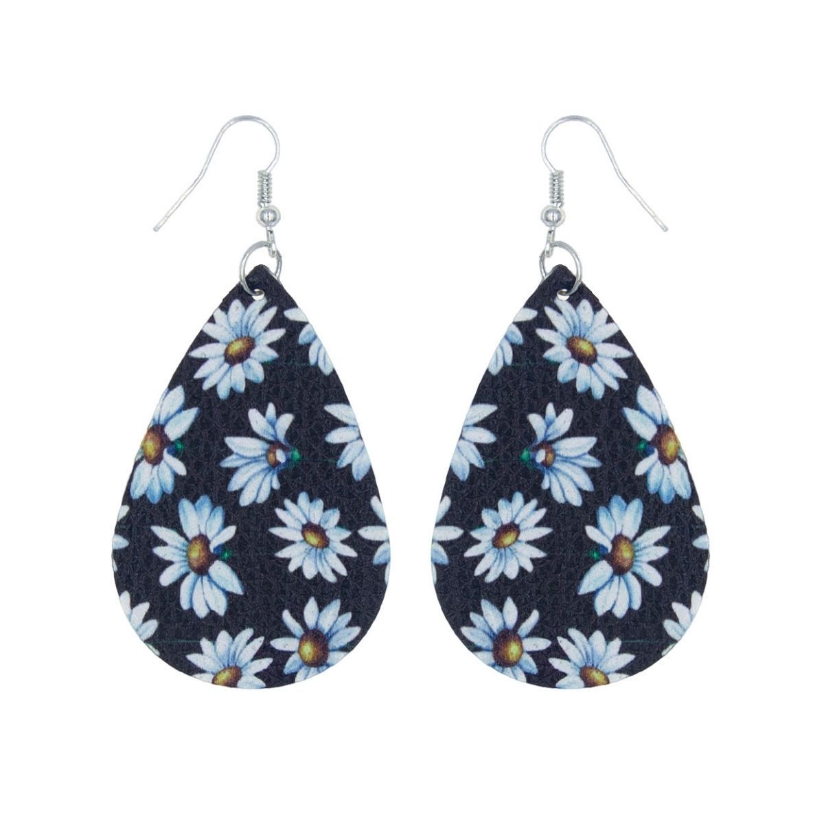 Daisy Printed Teardrop Earrings|3 inches - Premium Wholesale Jewelry from Pinktown - Just $4! Shop now at chiquestyles