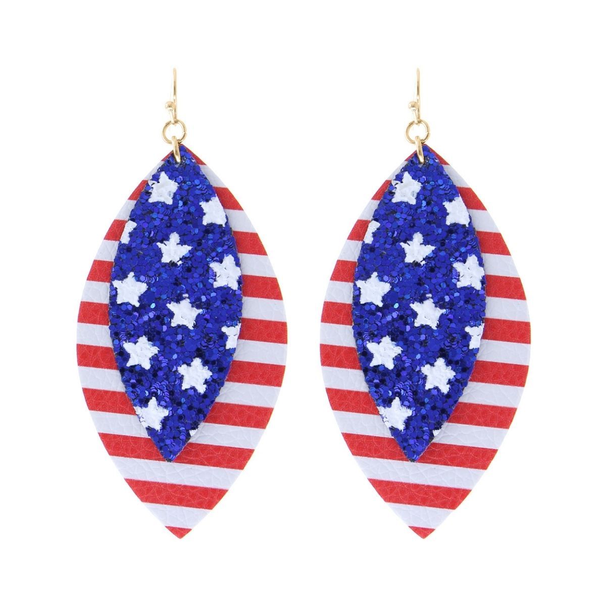 American Flag Glitter Layer Earrings|3.5 inches - Premium Wholesale Jewelry from Pinktown - Just $6! Shop now at chiquestyles