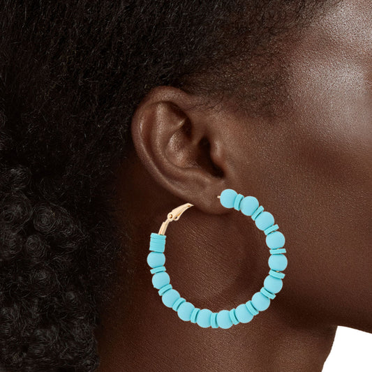 Aqua Rubber Bead Hoops|1.75 inches - Premium Wholesale Jewelry from Pinktown - Just $7! Shop now at chiquestyles