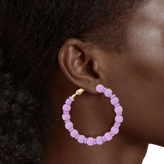 Lavender Rubber Bead Hoops|1.75 inches - Premium Wholesale Jewelry from Pinktown - Just $7! Shop now at chiquestyles