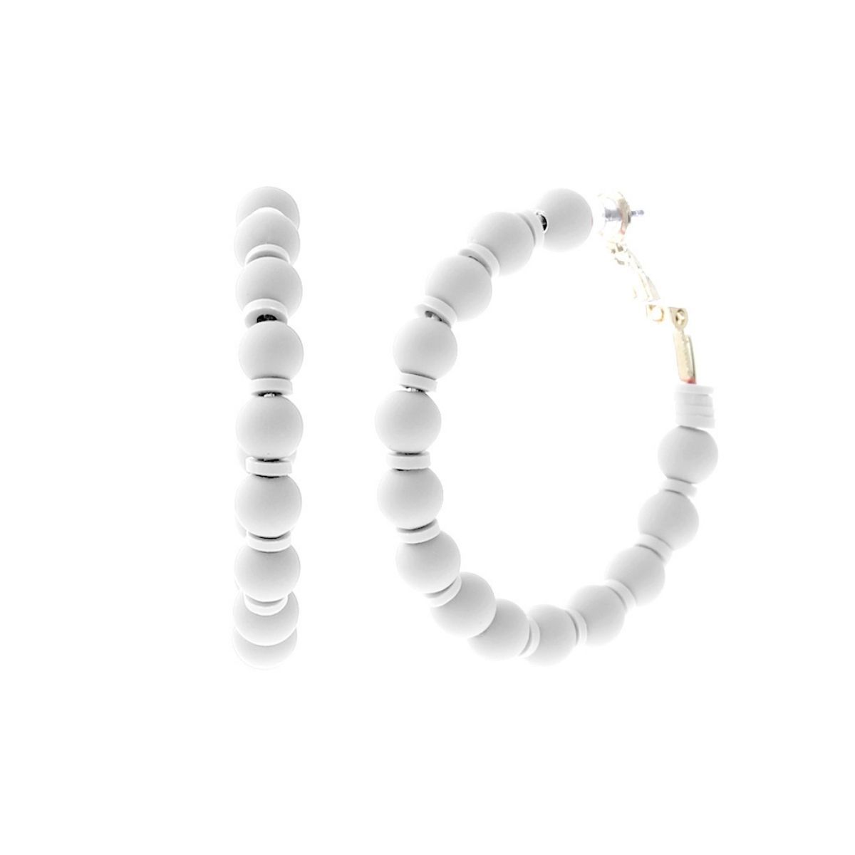 White Rubber Bead Hoops|1.75 inches - Premium Wholesale Jewelry from Pinktown - Just $7! Shop now at chiquestyles
