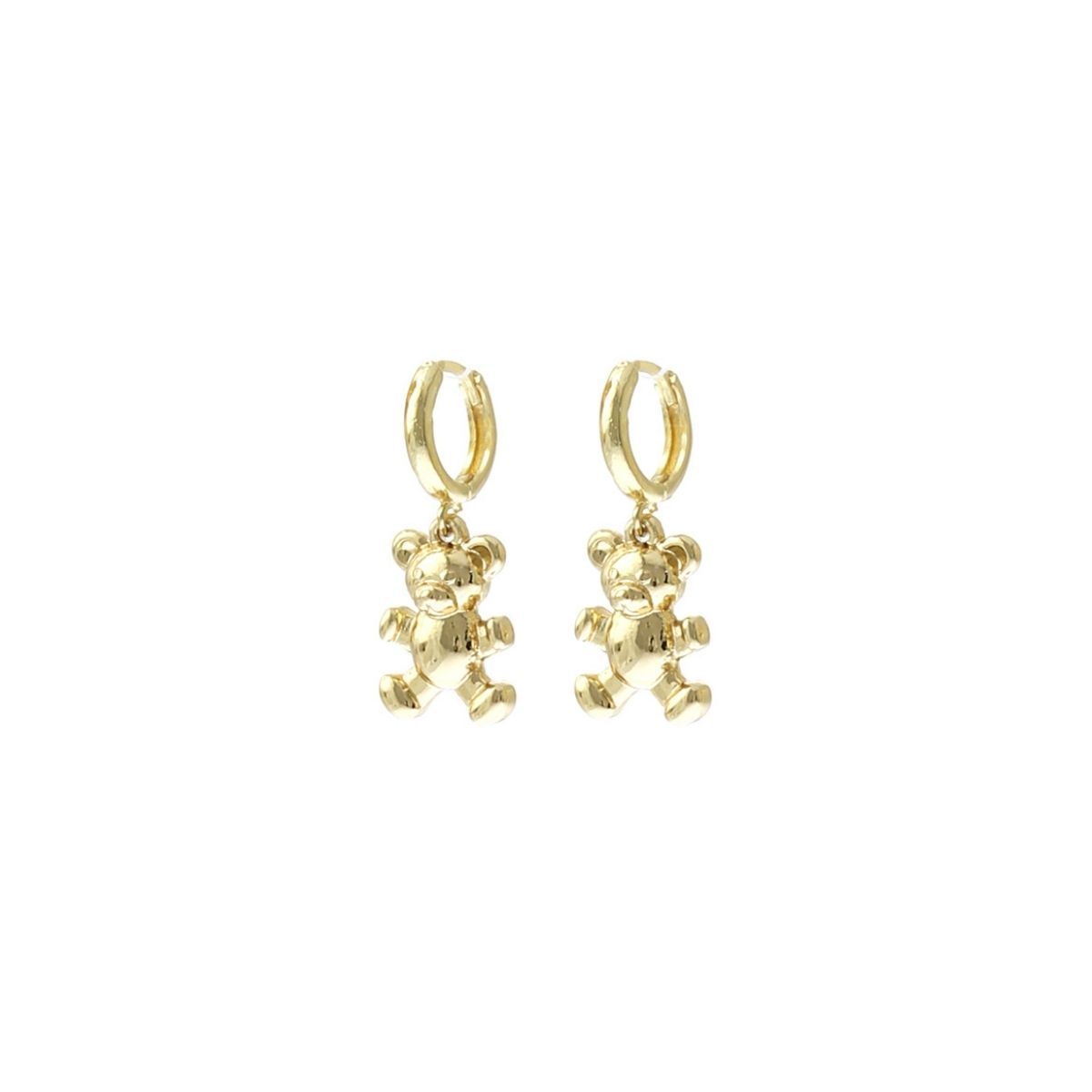 Gold Huggie Teddy Bear Hoops|1.02 inches - Premium Wholesale Jewelry from Pinktown - Just $7! Shop now at chiquestyles