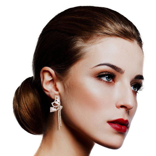 Gold Rhinestone Butterfly Tail Studs|1.77 inches - Premium Wholesale Jewelry from Pinktown - Just $8! Shop now at chiquestyles