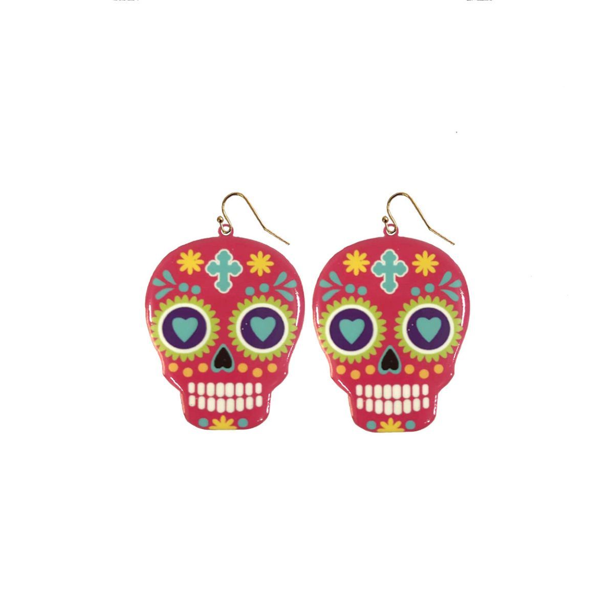 Fuchsia Sugar Skull Earrings|2 inches - Premium Wholesale Jewelry from Pinktown - Just $9! Shop now at chiquestyles
