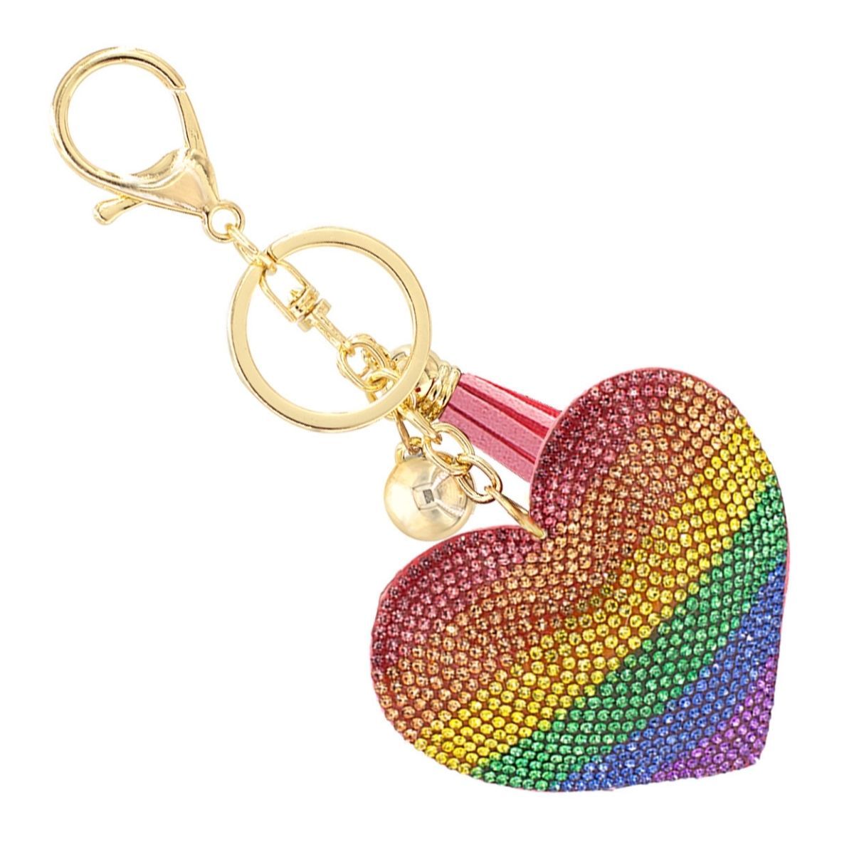 Rainbow Rhinestone Heart Keychain - Premium Wholesale Fashion Accessories from Pinktown - Just $7! Shop now at chiquestyles