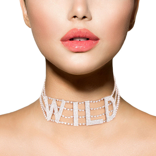 Silver WILD 4 Row Rhinestone Choker|11.5 + 5 inches - Premium Wholesale Jewelry from Pinktown - Just $16! Shop now at chiquestyles