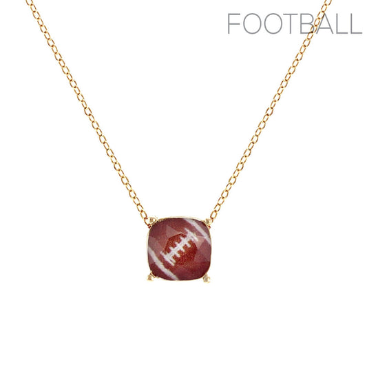 Gold Football Cushion Cut Necklace|16 + 3 inches - Premium Wholesale Jewelry from Pinktown - Just $7! Shop now at chiquestyles