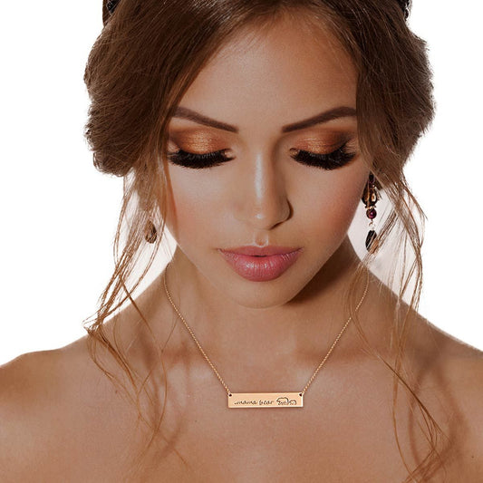 Gold Mama Bear Cub Plate Necklace|16 + 3 inches - Premium Wholesale Jewelry from Pinktown - Just $7! Shop now at chiquestyles