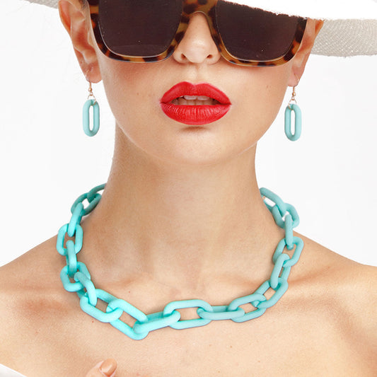 Mint Rubber Coated Chain Necklace|16 + 3 inches - Premium Wholesale Jewelry from Pinktown - Just $12! Shop now at chiquestyles