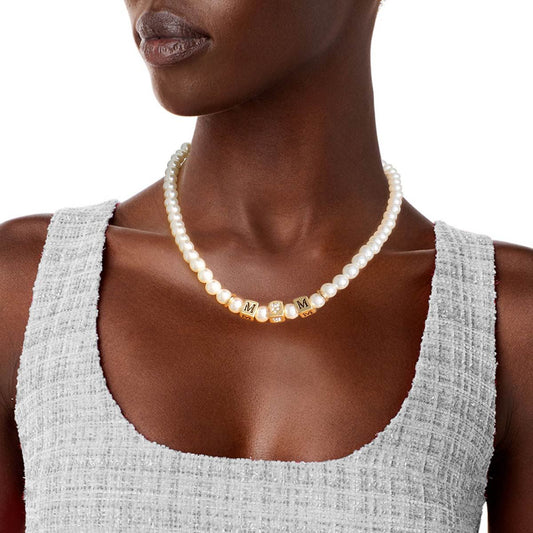 Cream Pearl Gold MOM Necklace|18 + 3 inches - Premium Wholesale Jewelry from Pinktown - Just $9! Shop now at chiquestyles