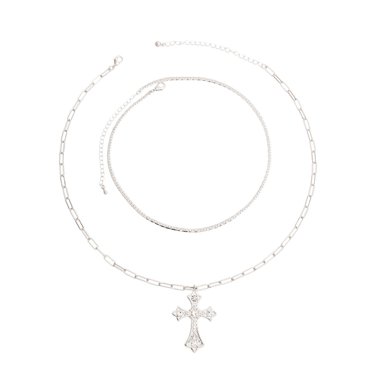 Silver Syriac Cross 2 Pcs Necklace|16 inches - Premium Wholesale Jewelry from Pinktown - Just $11! Shop now at chiquestyles