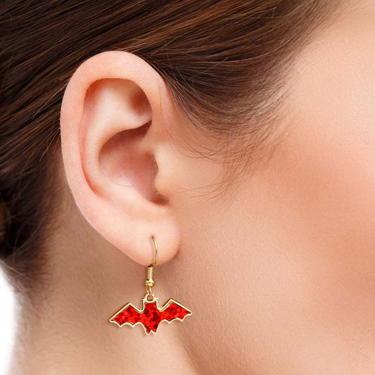 Red Glitter Bat Earrings|1 inch - Premium Wholesale Jewelry from Pinktown - Just $6! Shop now at chiquestyles