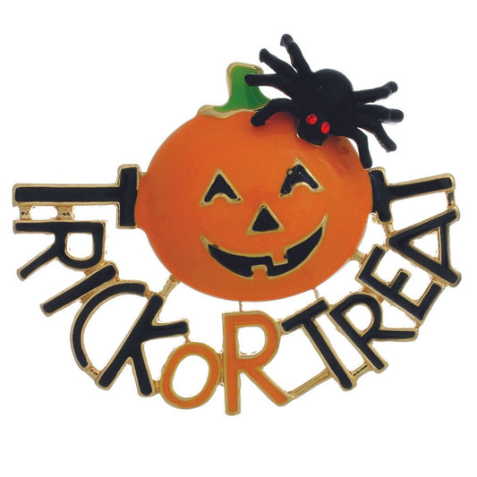 Trick or Treat Pumpkin Brooch|2.25 x 2 inches - Premium Wholesale Jewelry from Pinktown - Just $9! Shop now at chiquestyles
