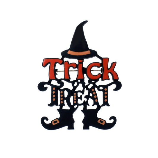Trick or Treat Halloween Black Pin|3.75 x 2 inches - Premium Wholesale Jewelry from Pinktown - Just $9! Shop now at chiquestyles