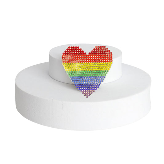 Rainbow Rhinestone Heart Brooch|2.5 x 2.38 inches - Premium Wholesale Jewelry from Pinktown - Just $12! Shop now at chiquestyles