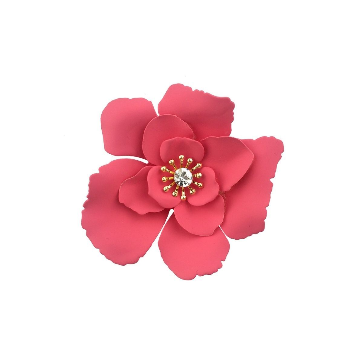 Dark Pink Coated Metal Flower Brooch|2.75 x 2.5 inches - Premium Wholesale Jewelry from Pinktown - Just $7! Shop now at chiquestyles