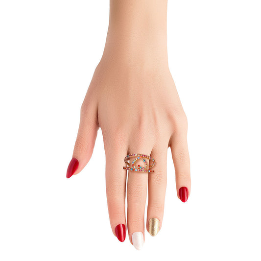 Multi Color 2 Line Heart Ring|Stretch to Fit - Premium Wholesale Jewelry from Pinktown - Just $7! Shop now at chiquestyles