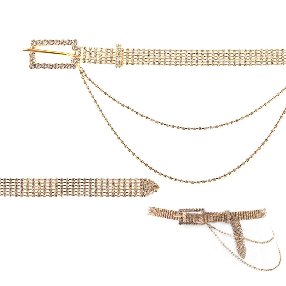 Gold Stone Drape Buckle Belt|44.5 inches - Premium Wholesale Fashion Accessories from Pinktown - Just $27! Shop now at chiquestyles
