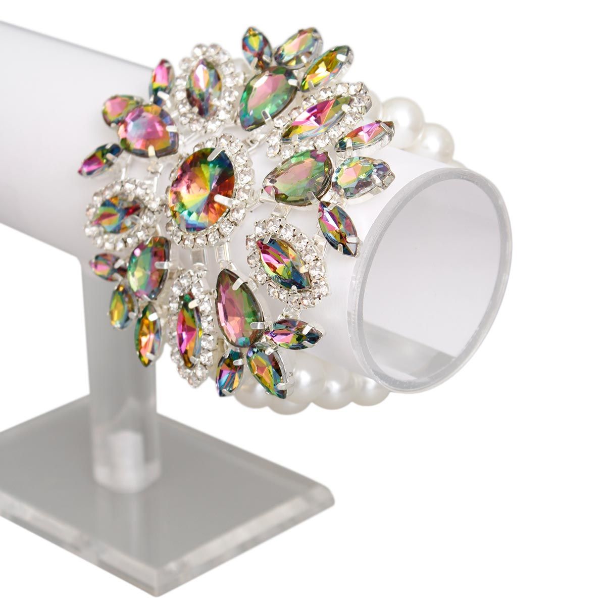 Radiant Pink Green White Pearl Bracelet|Stretch to Fit - Premium Wholesale Jewelry from Pinktown - Just $50! Shop now at chiquestyles