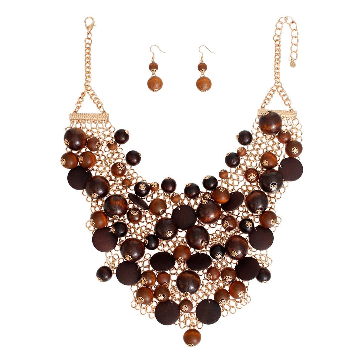 Earth-Toned Wood Chainmail Set|18 + 3 inches - Premium Wholesale Jewelry from Pinktown - Just $64! Shop now at chiquestyles