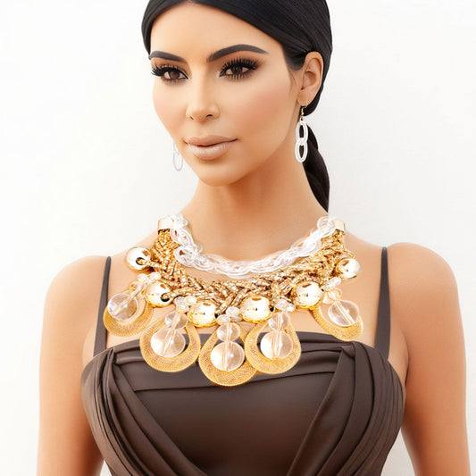 Dazzling Gold Teardrop Cascade Ensemble|15 + 3 inches - Premium Wholesale Jewelry from Pinktown - Just $71! Shop now at chiquestyles