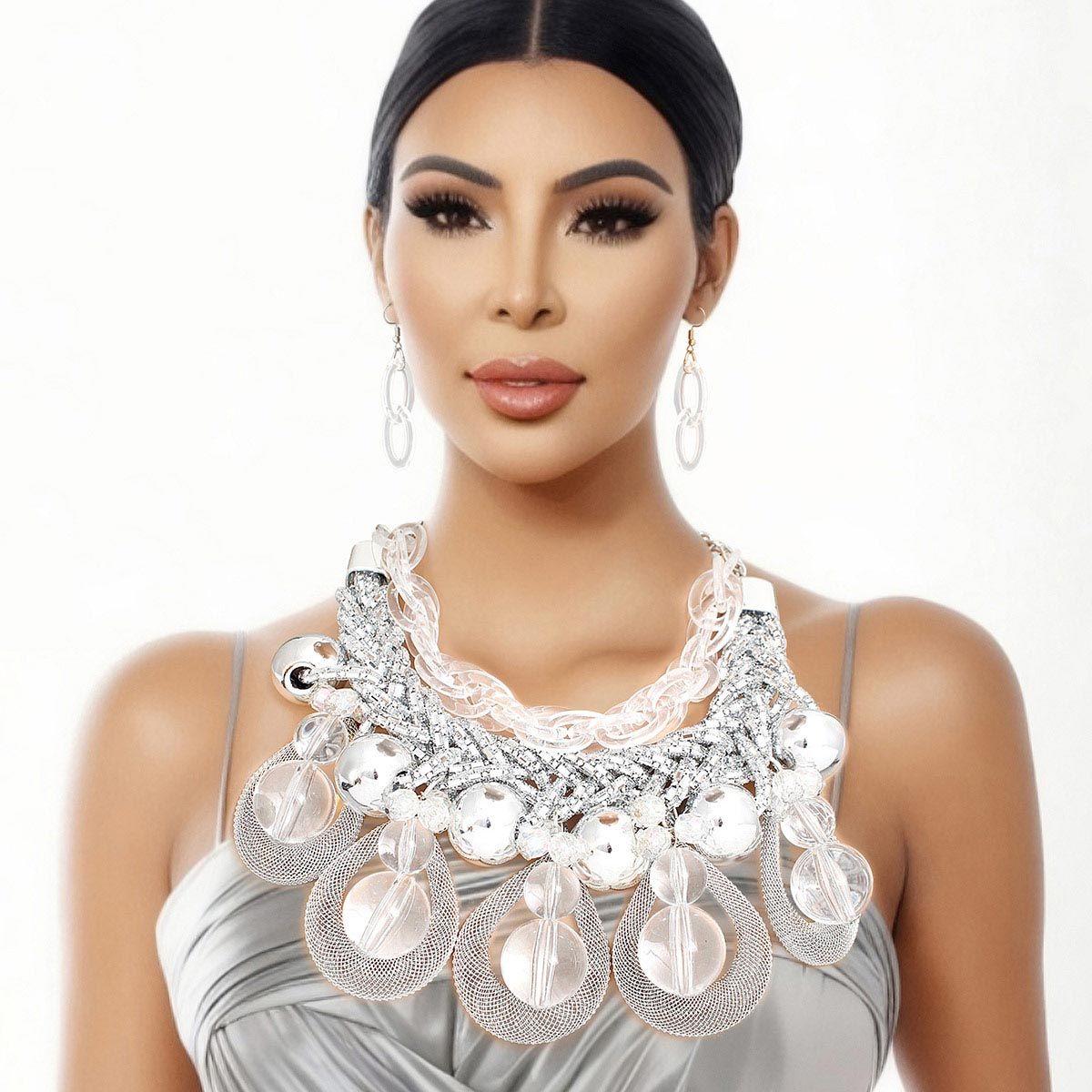 Dazzling Silver Teardrop Cascade Ensemble|15 + 3 inches - Premium Wholesale Jewelry from Pinktown - Just $83! Shop now at chiquestyles