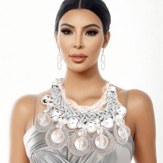 Dazzling Silver Teardrop Cascade Ensemble|15 + 3 inches - Premium Wholesale Jewelry from Pinktown - Just $83! Shop now at chiquestyles