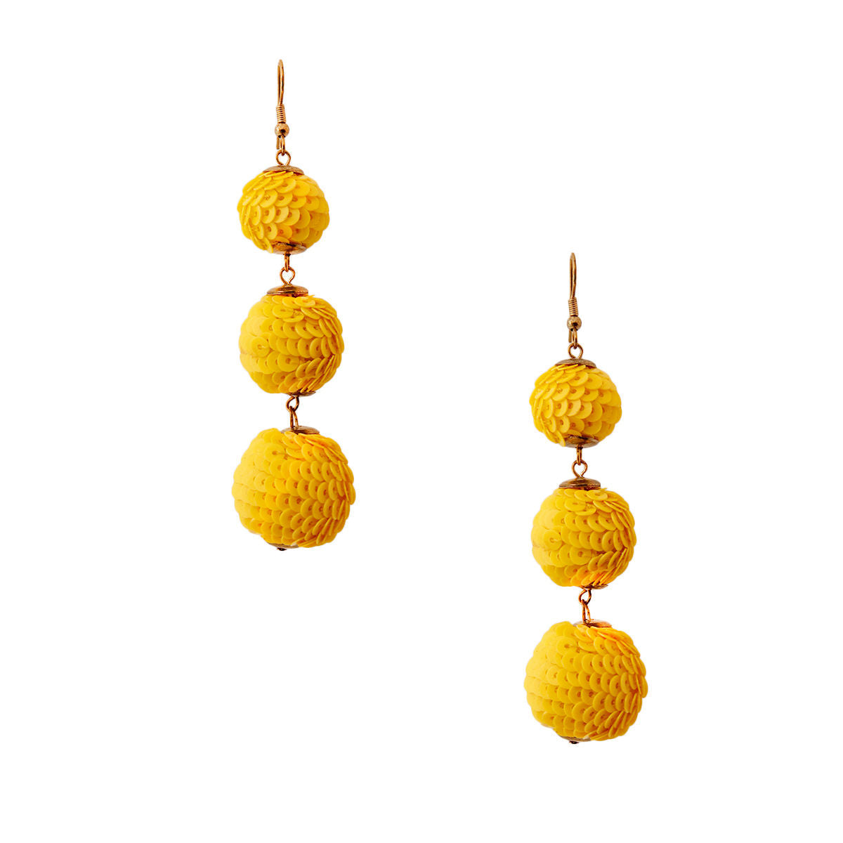 Yellow Sequin Ball Earrings|3 inches - Premium Wholesale Jewelry from Pinktown - Just $10! Shop now at chiquestyles