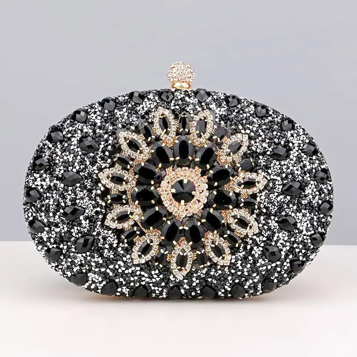 Clutch Black Crystal Hard Case Bag for Women|5.5 x 8 x 2 inches - Premium Wholesale Fashion Accessories from Pinktown - Just $44! Shop now at chiquestyles