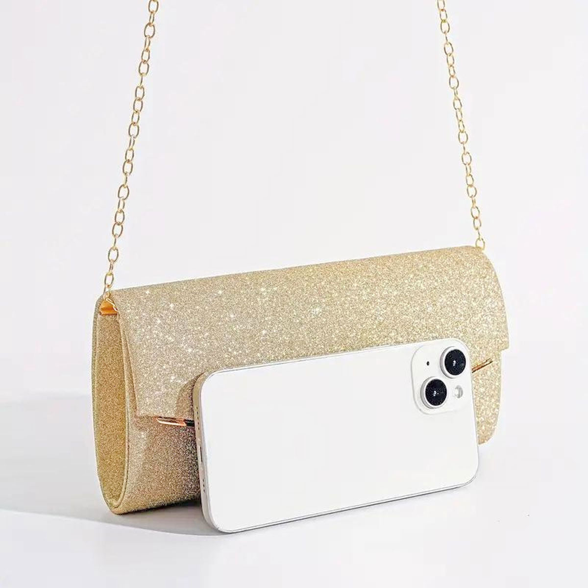 Clutch Gold Sparkle Flap Clutch for Women|4 x 8 x 2 inches - Premium Wholesale Fashion Accessories from Pinktown - Just $31! Shop now at chiquestyles