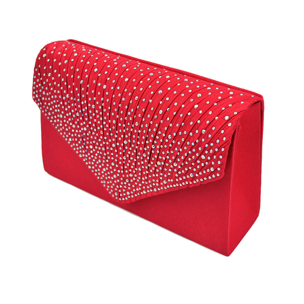 Clutch Red Ruched Rhinestone Bag for Women|5 x 8.25 x 2 inches - Premium Wholesale Fashion Accessories from Pinktown - Just $38! Shop now at chiquestyles