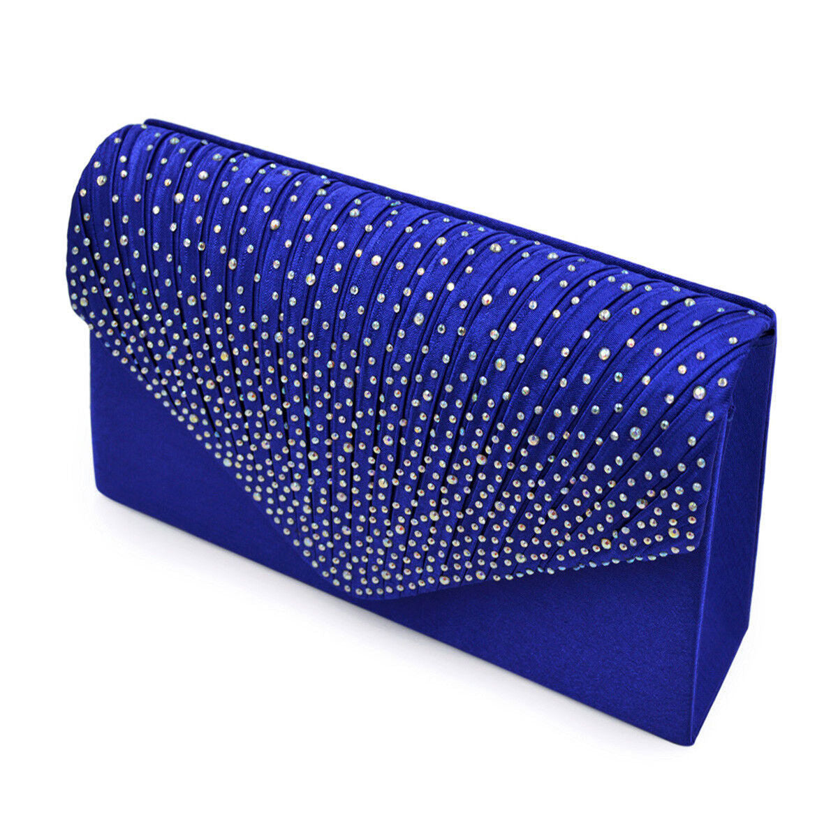 Clutch Blue Ruched Rhinestone Bag for Women|5 x 8.25 x 2 inches - Premium Wholesale Fashion Accessories from Pinktown - Just $33! Shop now at chiquestyles