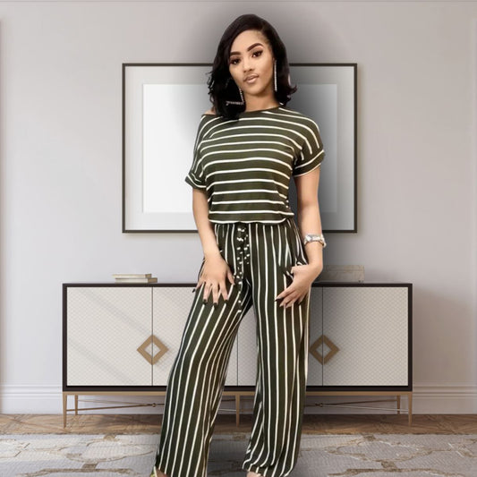 Olive Stripe 3XL Jumpsuit|3XL - Premium Wholesale Boutique Clothing from Pinktown - Just $57! Shop now at chiquestyles
