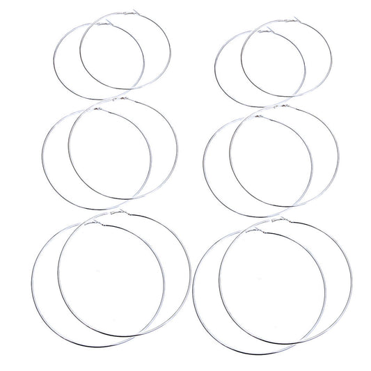 Silver Jumbo Hoop 3 Pcs Set|Variety - Premium Wholesale Jewelry from Pinktown - Just $5! Shop now at chiquestyles