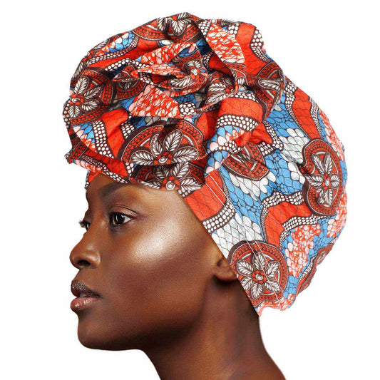 Orange Tribal Flower Knot Turban|Stretch to Fit - Premium Wholesale Fashion Accessories from Pinktown - Just $7! Shop now at chiquestyles