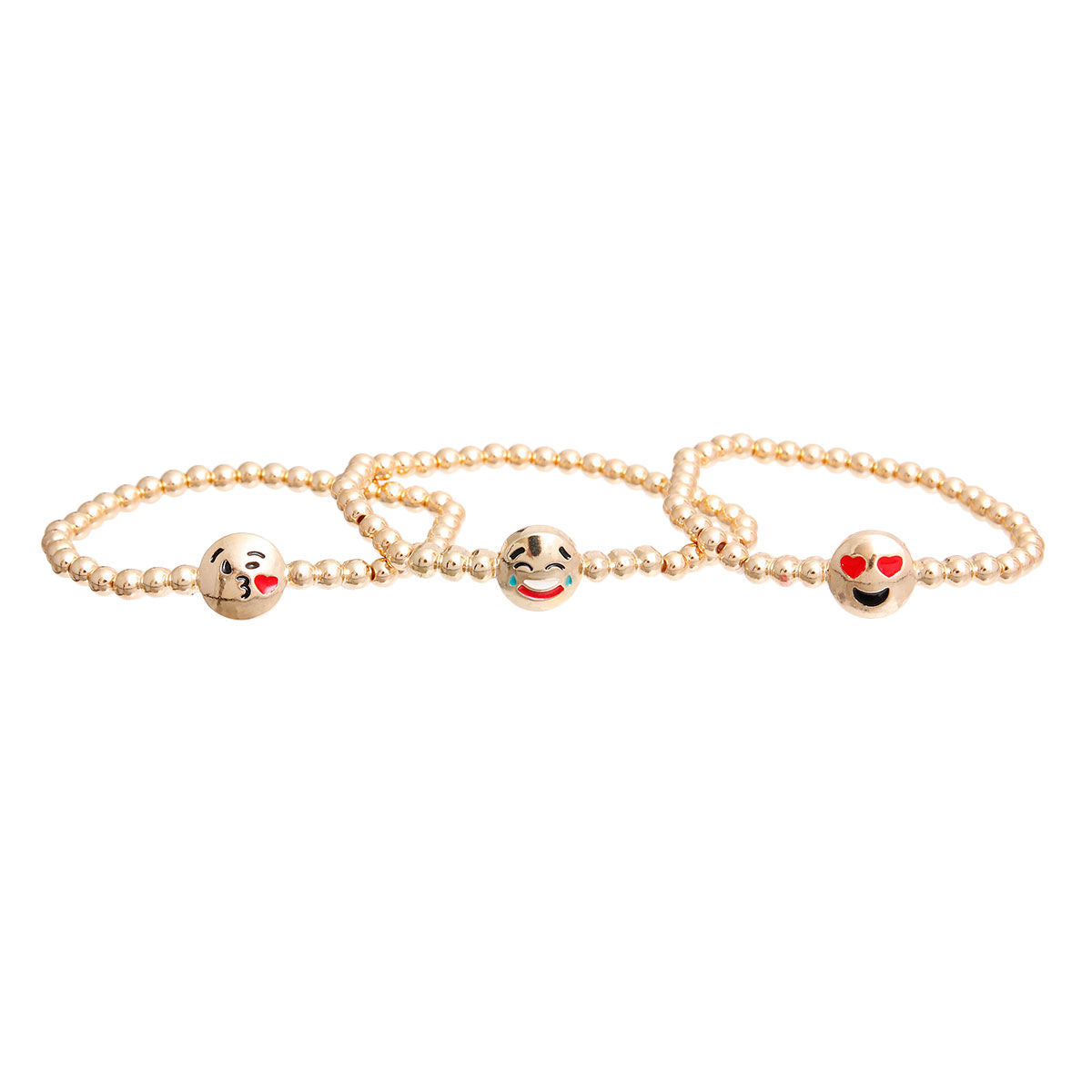 Gold Emoji Stretch Bracelets|Stretch to Fit - Premium Wholesale Jewelry from Pinktown - Just $12! Shop now at chiquestyles