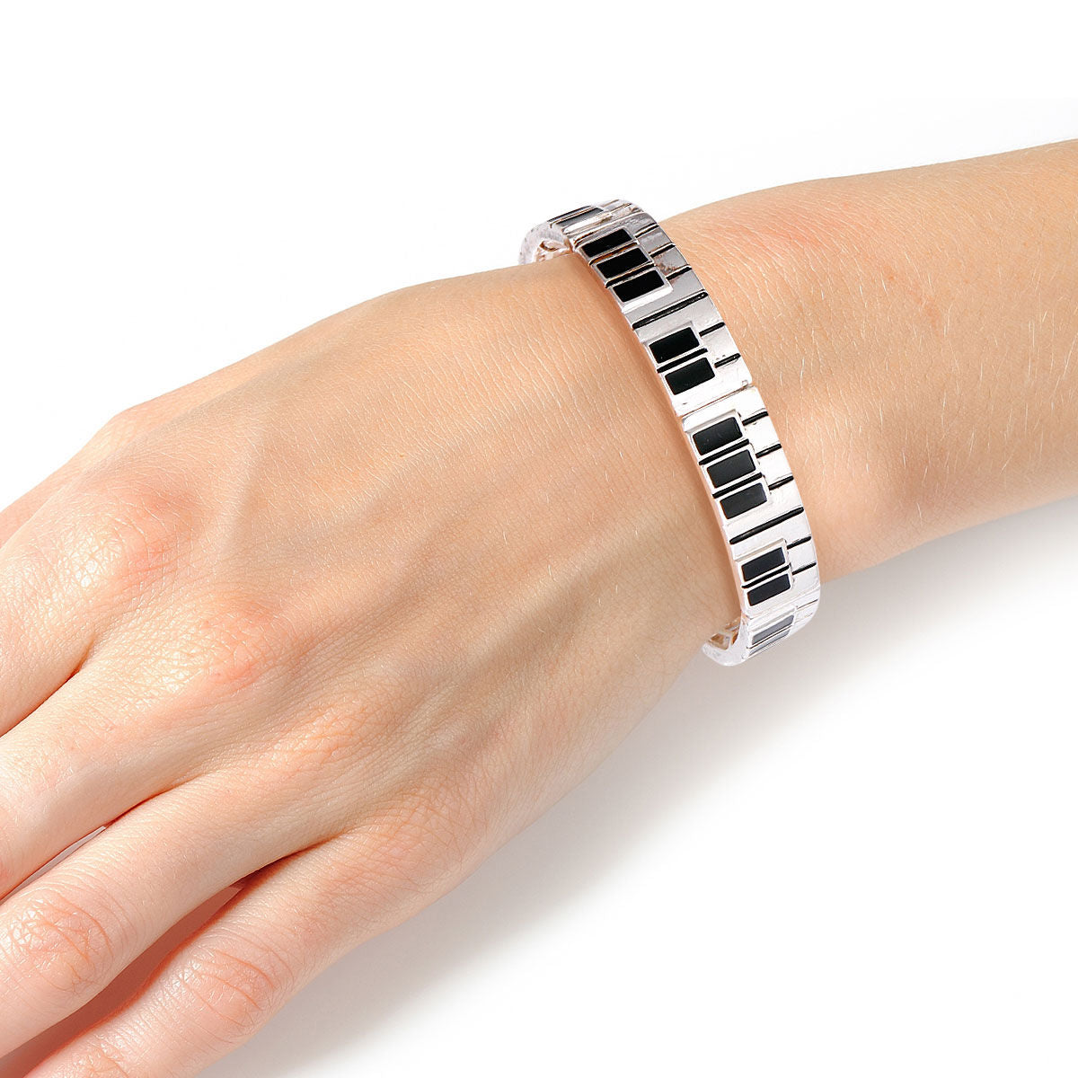 Burnished Silver Piano Keys Bracelet|Stretch to Fit - Premium Wholesale Jewelry from Pinktown - Just $12! Shop now at chiquestyles