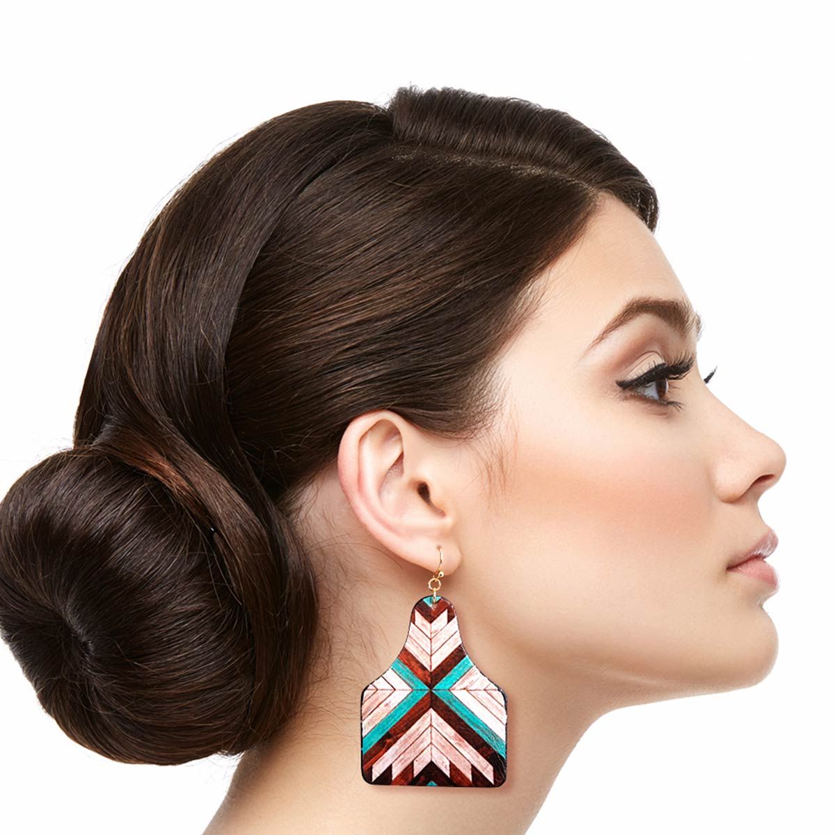 Brown Mosaic Leather Paddle Earrings|2.5 inches - Premium Wholesale Jewelry from Pinktown - Just $12! Shop now at chiquestyles