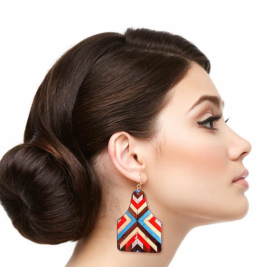 Multi Mosaic Leather Paddle Earrings|2.5 inches - Premium Wholesale Jewelry from Pinktown - Just $11! Shop now at chiquestyles