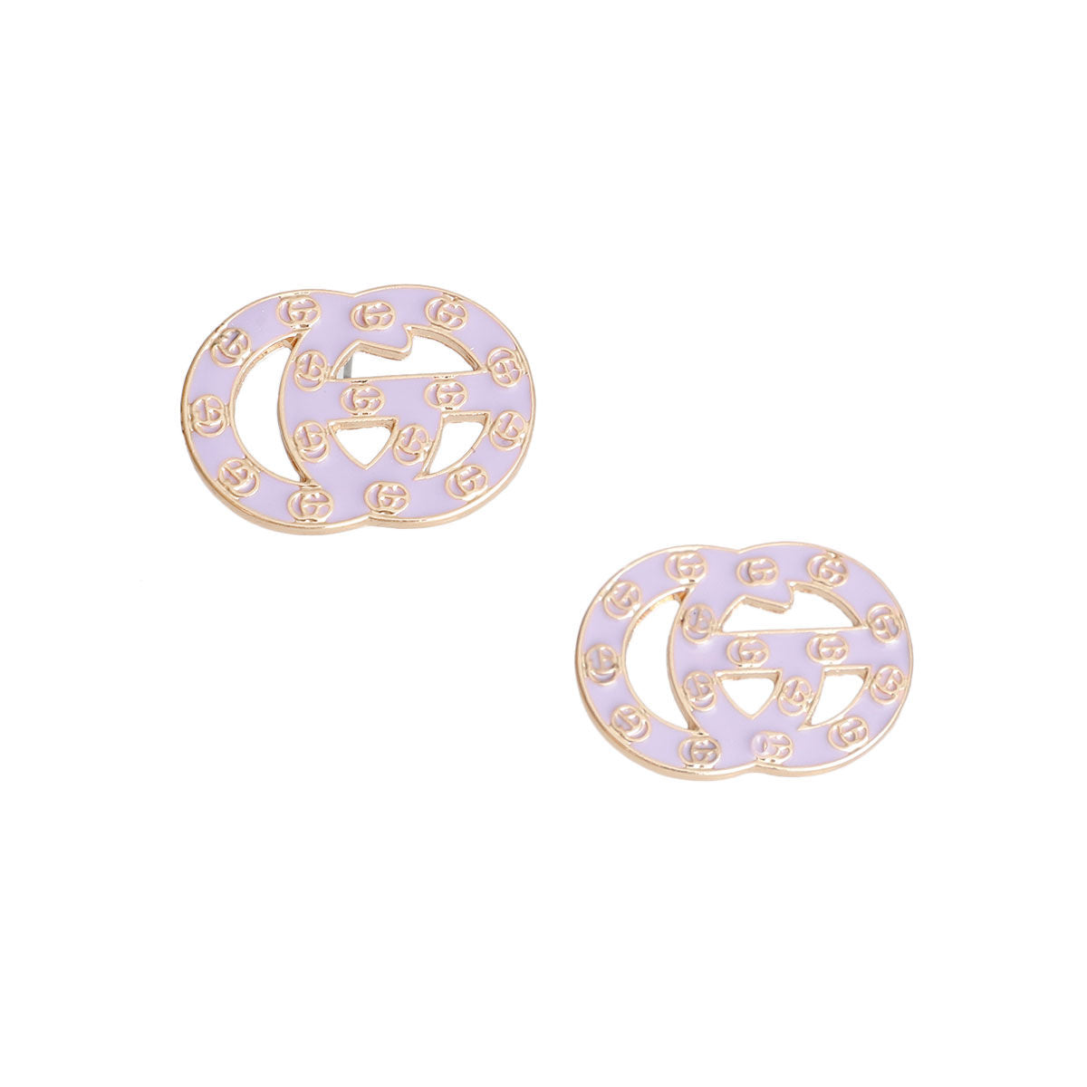 Lavender and Gold Letter Print Studs|1.15 inches - Premium Wholesale Jewelry from Pinktown - Just $9! Shop now at chiquestyles