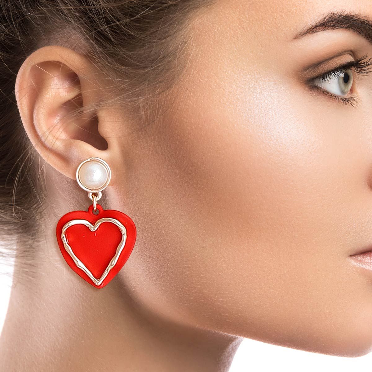 Red Rubber Coated Heart Earrings|1.45 inches - Premium Wholesale Jewelry from Pinktown - Just $9! Shop now at chiquestyles