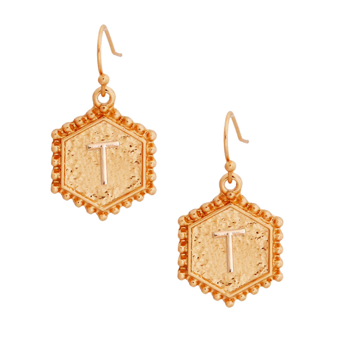 T Hexagon Initial Earrings|1 inch - Premium Wholesale Jewelry from Pinktown - Just $7! Shop now at chiquestyles