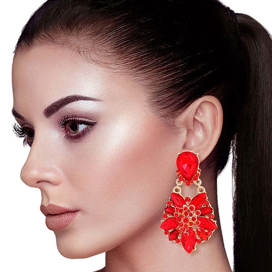 Red Marquise Dangle Earrings|2.5 inches - Premium Wholesale Jewelry from Pinktown - Just $12! Shop now at chiquestyles