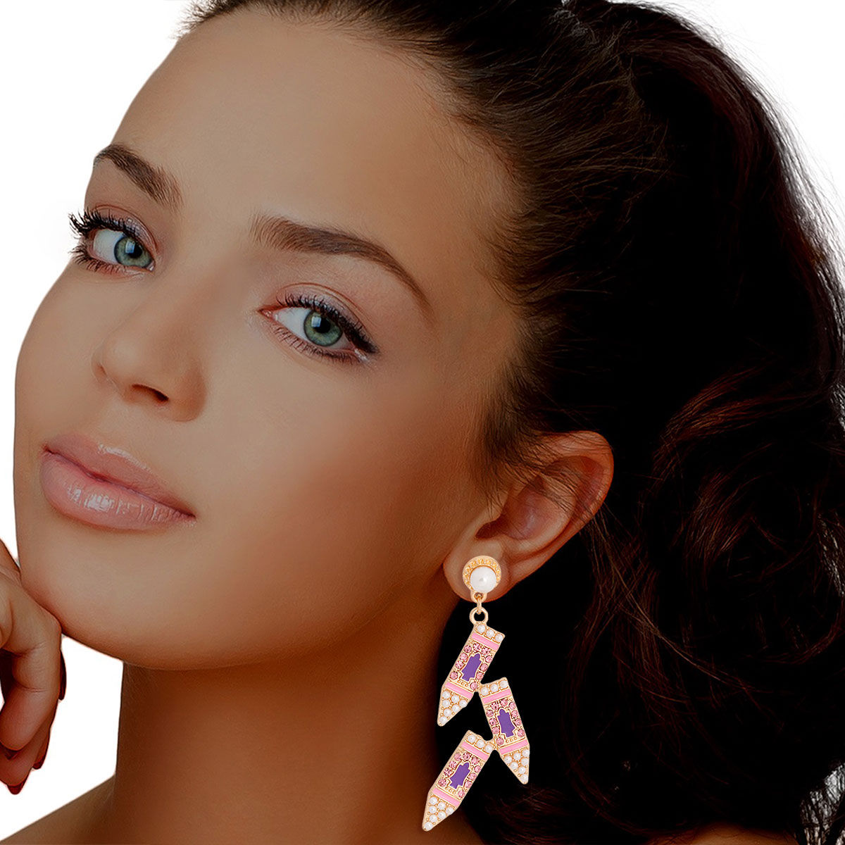 Pink Crayons Pearl Earrings|2.5 inches - Premium Wholesale Jewelry from Pinktown - Just $13! Shop now at chiquestyles