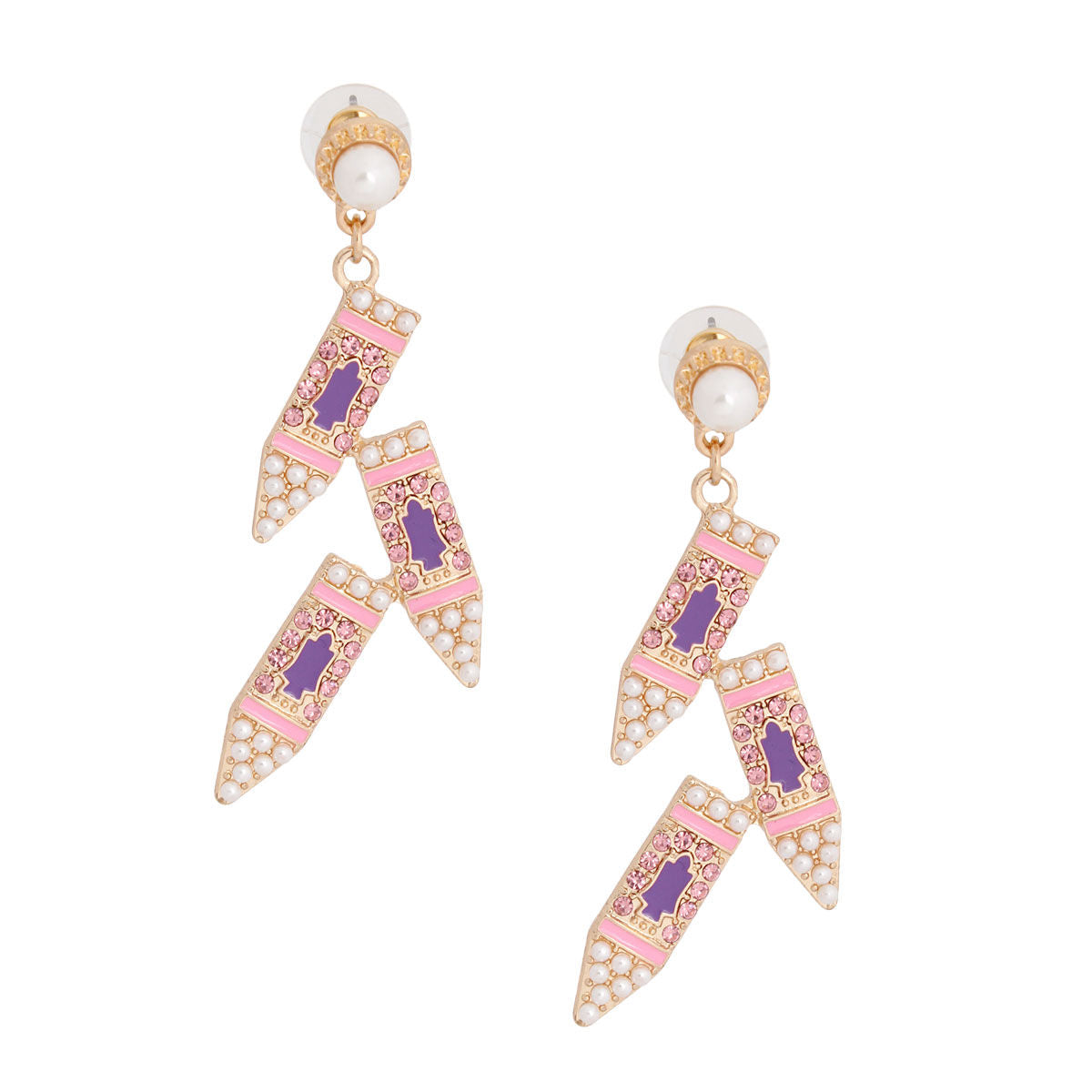 Pink Crayons Pearl Earrings|2.5 inches - Premium Wholesale Jewelry from Pinktown - Just $13! Shop now at chiquestyles